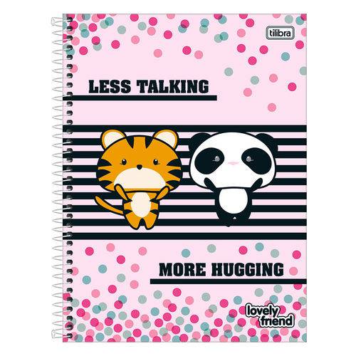 Caderno Lovely Friend - Tigre e Panda - 1 Matéria - Tilibra