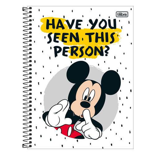Caderno Mickey Mouse - Branco - 1 Matéria - Tilibra