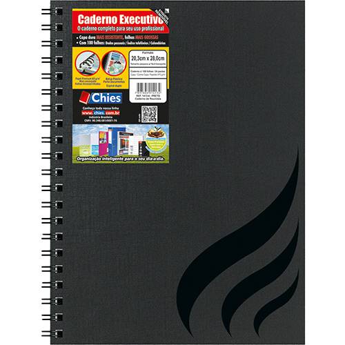 Caderno para Uso Geral com 96 Folhas Preto - Chies