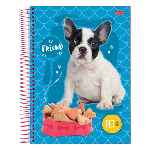 Caderno Pet Cachorro - Azul - 10 Matérias - Jandaia