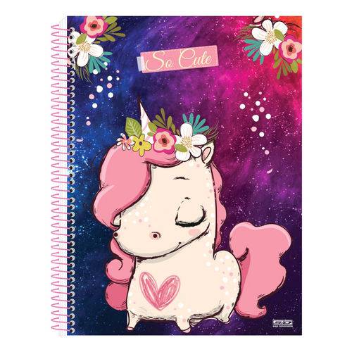 Caderno So Cute - Unicórnio Mini - 10 Matérias - São Domingos