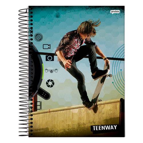Caderno Teen Way - Azul - 1 Matéria - Jandaia