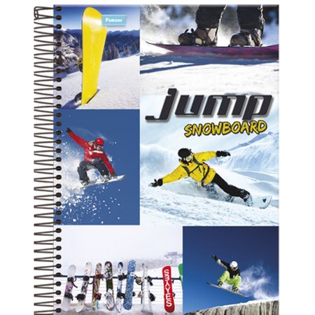 Caderno Universitário Espiral 1X1 96 Folhas Capa Dura Jump Foroni - Snowboard