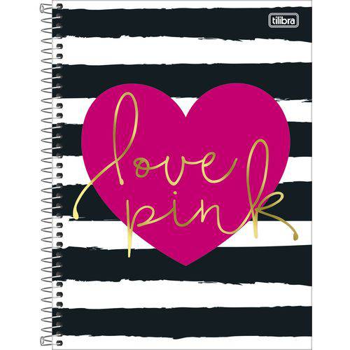 Caderno Universitário Love Pink Coração 10 Matérias Tilibra