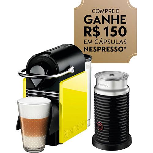 Cafeteira Expresso Combo Pixie Clips Nespresso Preta e Limão com Aeroccino 19 Bar