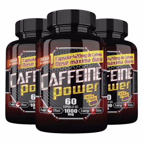 Caffeine Power (Cafeína) - 3 Un de 60 Cápsulas - Katigua Sport