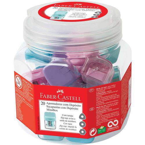 Caixa 20 Faber-Castell Apontador (com Deposito) Tons Pastel