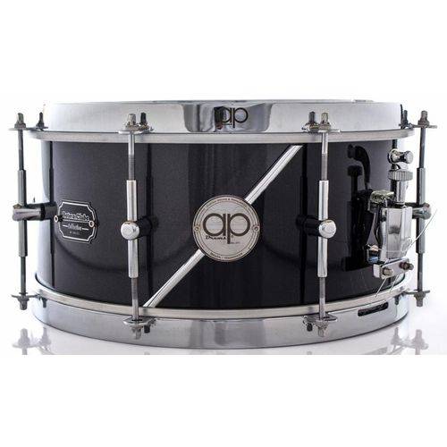 Caixa Ap Drums Inox Black Steel Chrome Stripe 13x7¨ Limited com Aros High Hoop Vintage 2.7mm