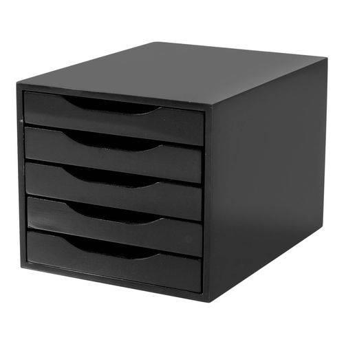 Caixa Arquivo Gaveteiro em Mdf Black Piano com 5 Gavetas Black