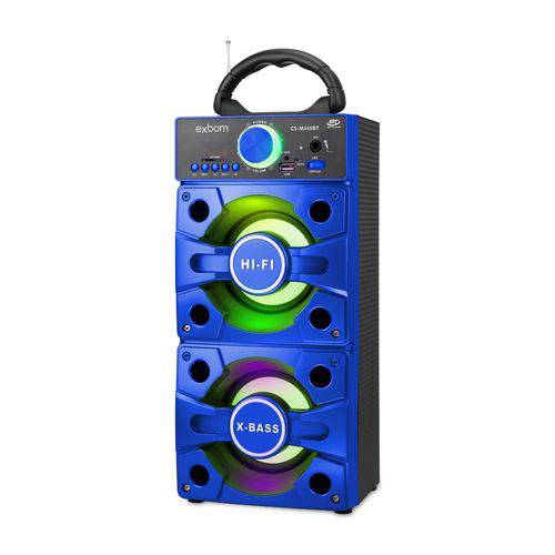 Caixa Bluetooth 12Watts Super Bass com Visor SD/USB/FM com Dois Entrada para Microfone- Cs-m245 - Exbom - Azul