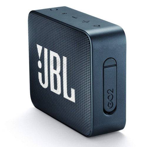 Caixa Bluetooth JBLGO2 Navy, à Prova D'água, Bluetooth, S/Fio, Viva Voz, Recarregável, Autonomia para 5hs