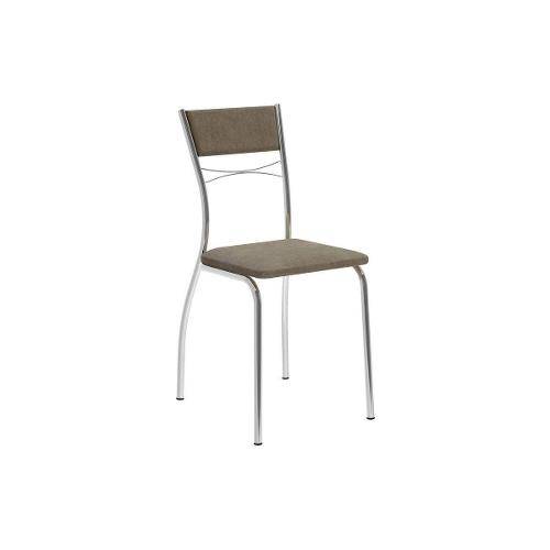 Caixa C/ 2 Cadeiras Carraro 1701 - Cor Cromada - Assento/Encosto Camurça Conhaque