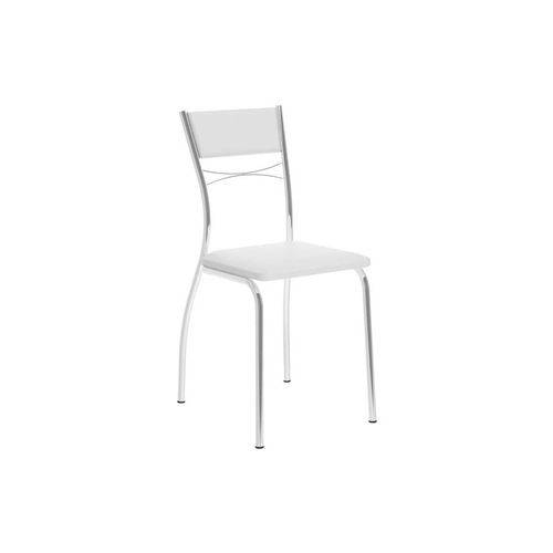 Caixa C/ 2 Cadeiras Carraro 1701 - Cor Cromada/Assento/Encosto Couríno Branco