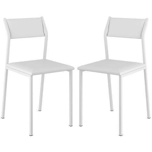 Caixa C/ 2 Cadeiras Carraro 1709 Color - - Cor Branco - Assento/Encosto Couríno Branco