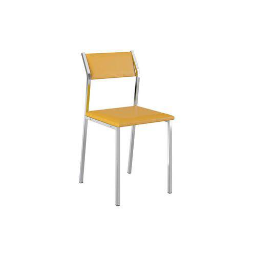 Caixa C/ 2 Cadeiras Carraro 1709 - Cor Cromada - Assento/Encosto Couríno Amarelo Ouro