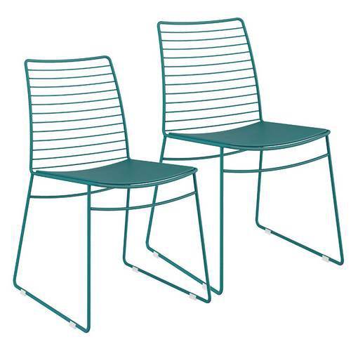 Caixa C/ 2 Cadeiras Carraro 1712 Color - Cor Turquesa - Assento Couríssimo Turquesa