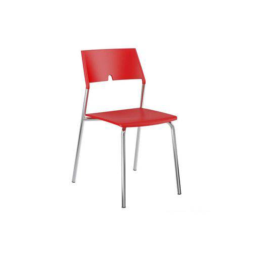 Caixa C/ 2 Cadeiras Carraro 1711 - Cor Cromada - Polipropileno Vermelho