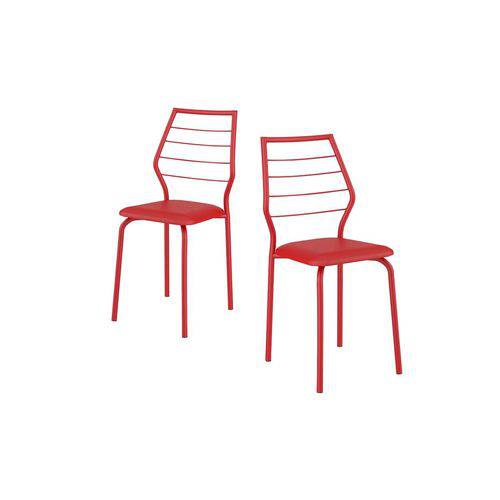 Caixa C/ 2 Cadeiras Carraro 1716 Color - Cor Vermelho Real/Ass. Couríno Vermelho Real