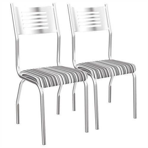 Caixa C/ 2 Cadeiras Kappesberg Munique 2C047CR - Cor Cromada - Assento Preto 110