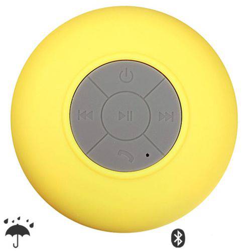 Caixa Caixinha de Som Prova D''água Bluetooth Bts-06 Banho Atende Chamadas Amarela