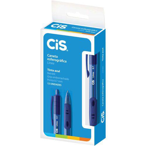 Caixa com 12 Canetas Retratil Cis Linea 0.7mm Azul Sertic