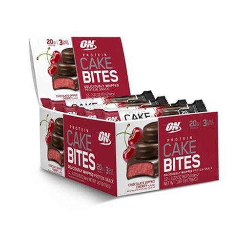 Caixa com 12 Unid Protein Cake Bites Chocolate Cherry Optimum