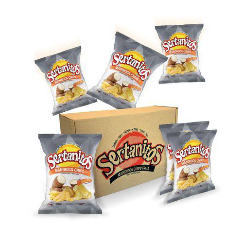Caixa com 6 Chips Sertanitos 50g Sem Glúten - Sabor Queijo
