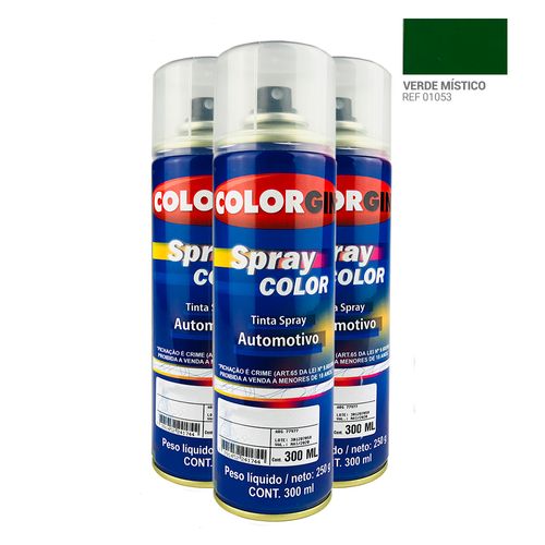 Caixa com 3UN Tinta Spray Automotiva Colorgin Verde Mistico 300mL