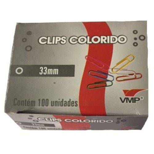Caixa de Clips Colorido 33mm 100 Un. VMP