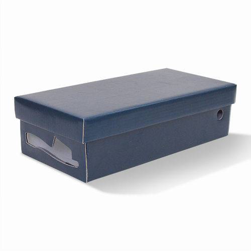 Caixa de Sapato Rasteirinha com Visor - Azul Petróleo