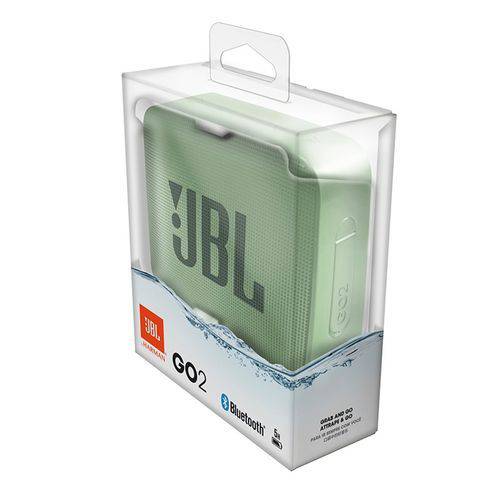 Caixa de Som Bluetooth - 1.0 - JBL GO 2 - Verde (À Prova de Água) - JBLGO2MINTBR