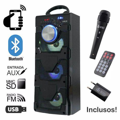 Caixa de Som Bluetooth 18 Watts Rms Infokit Vc-m911bt com Visor Sd/USB/fm e Microfone
