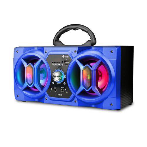 Caixa de Som Bluetooth 12Watts Super Bass com Visor SD USB FM Mini System-VC-M601BT-INFOKIT-Azul