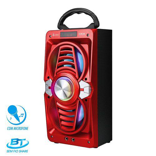Caixa de Som Bluetooth Alto Falante Dupla Bass 12Watts VC-M873BT Infokit Vermelho