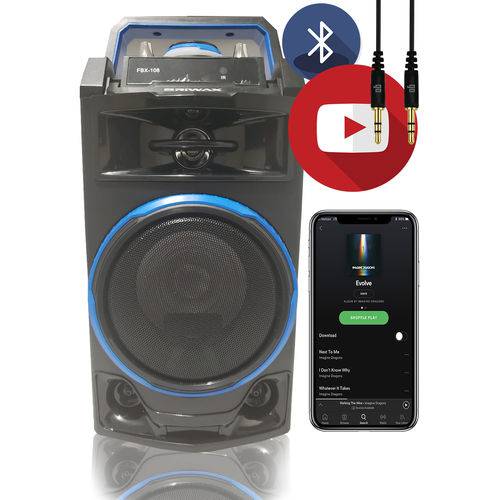 Caixa de Som Bluetooth Canhão Portátil Mp3 Fm Usb Sd Aux Azul FBX-108