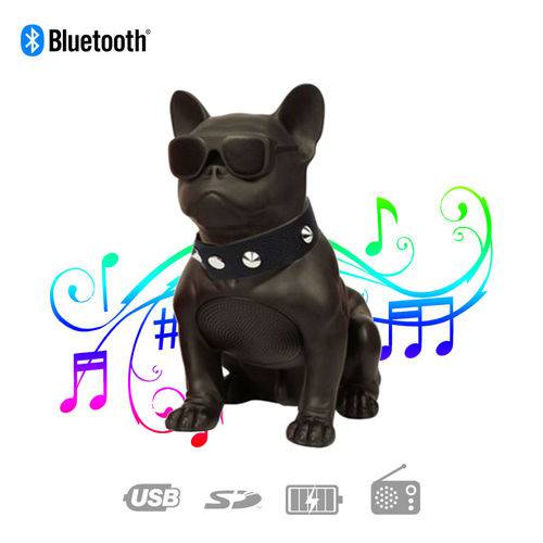 Caixa de Som Bluetooth Ch-m10 Bulldog Francês Cachorro Portátil 5w Fm Preta