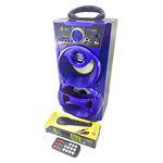 Caixa de Som Bluetooth Portátil 12w Torre com Usb Sd Fm Aux Microfone Karaoke e Led Dj Infokit Vc-m868bt Azul