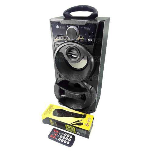 Caixa de Som Bluetooth Portátil 12w Torre com Usb Sd Fm Aux Microfone Karaoke e Led Dj Infokit Vc-m868bt Preta
