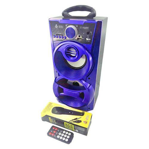 Caixa de Som Bluetooth Portátil 12w Torre com Usb Sd Fm Aux Microfone Karaoke e Led Dj Infokit