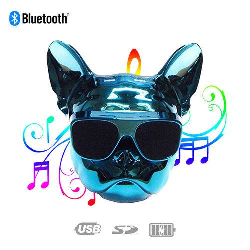 Caixa de Som Bluetooth X15 Bulldog Francês Cachorro Portátil 8w Azul