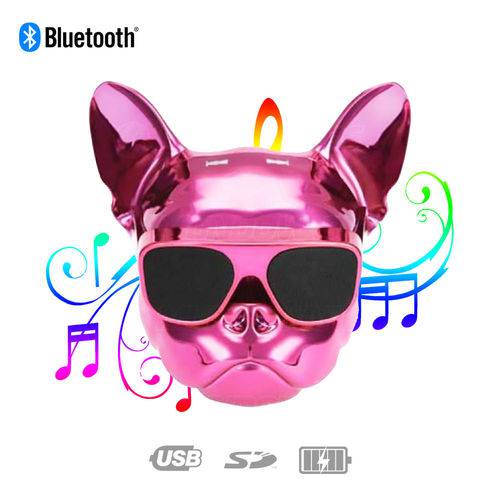 Caixa de Som Bluetooth X15 Bulldog Francês Cachorro Portátil 8w Rosa