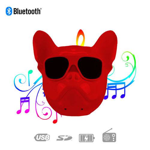 Caixa de Som Bluetooth X15 Bulldog Francês Cachorro Portátil 8w Vermelha
