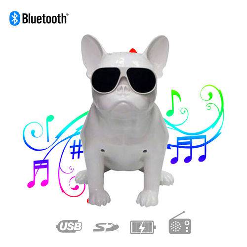 Caixa de Som Bluetooth Z13 Bulldog Francês Cachorro Portátil 10w Fm Branca