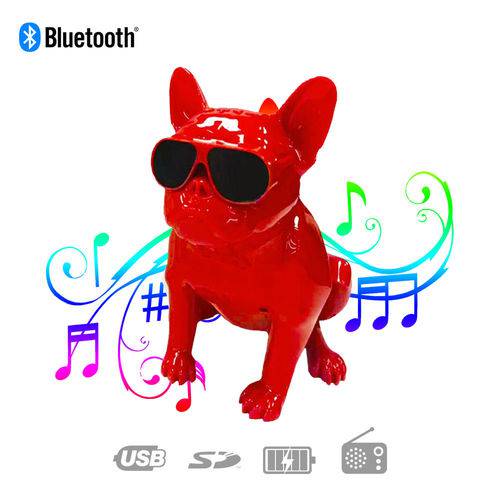 Caixa de Som Bluetooth Z13 Bulldog Francês Cachorro Portátil 10w Fm Vermelha