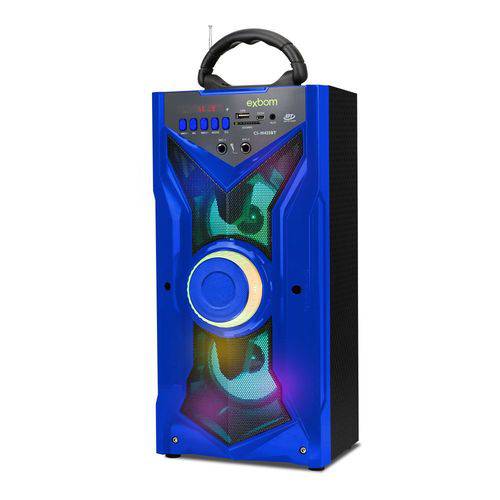 Caixa de Som de Bluetooth Super Bass 12W 2 Alto-falantes e Multimídia CS-M433BT Exbom Azul