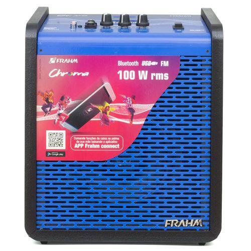 Caixa de Som Frahm Chroma CR400 APP Amplificada Multiuso USB e Bluetooth - 100 Watts RMS - Azul