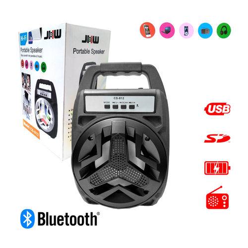 Caixa de Som Jhw Cs-812 Cs-811 Bluetooth Portátil Led Usb Mp3 Radio Fm Preta