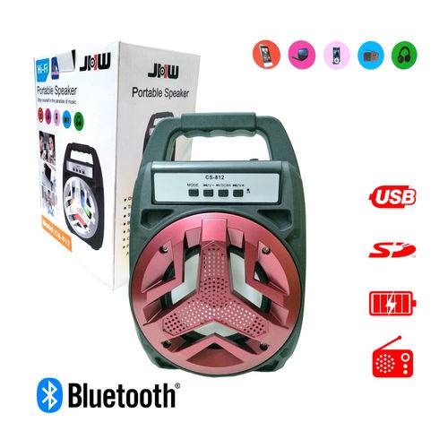 Caixa de Som Jhw Cs-812 Cs-811 Bluetooth Portátil Led Usb Mp3 Radio Fm Vermelha
