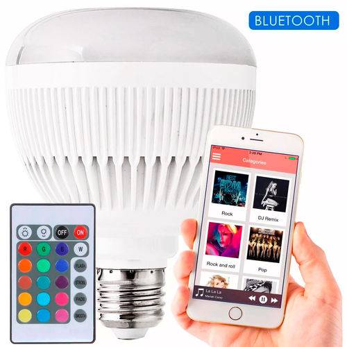 Caixa de Som Lâmpada Led Rgb com 15 Cores Bluetooth com Luz Branca + Controle Remoto - Wj-l2