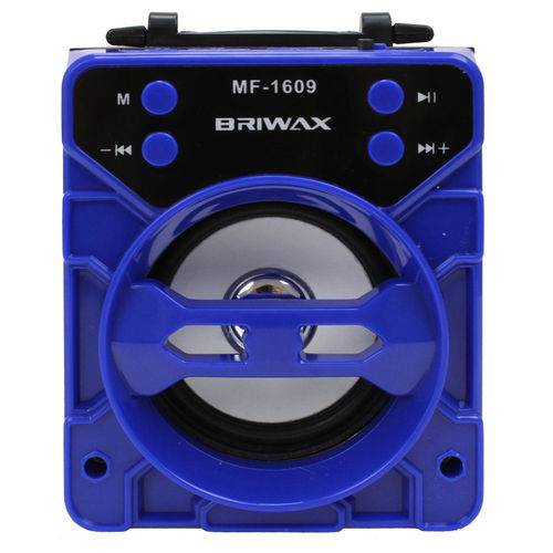 Caixa de Som Portátil Briwax 13cm MF-1609 Azul Amplificada Bluetooth USB MP3 Rádio FM SD